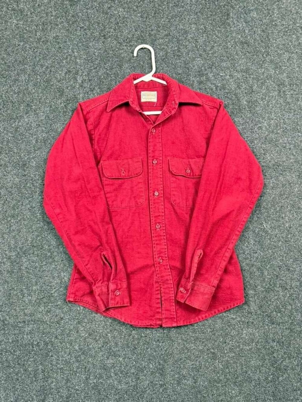 Five Brother Vintage Red Corduroy Shirt Men's S 14.5 USA Made